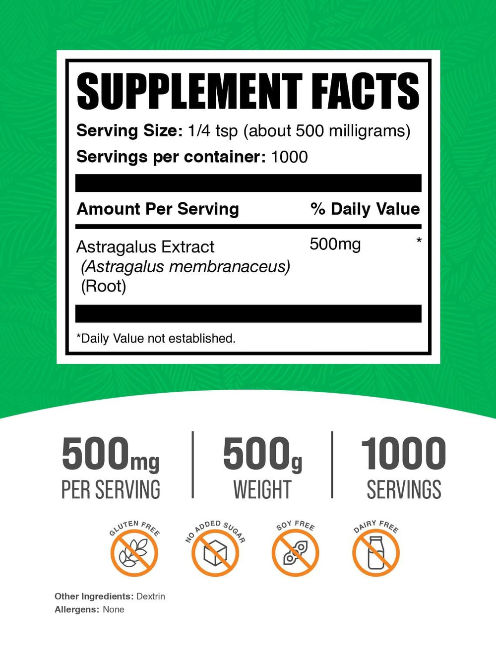 BulkSupplements astragalus extract powder scoop for precise daily servings.