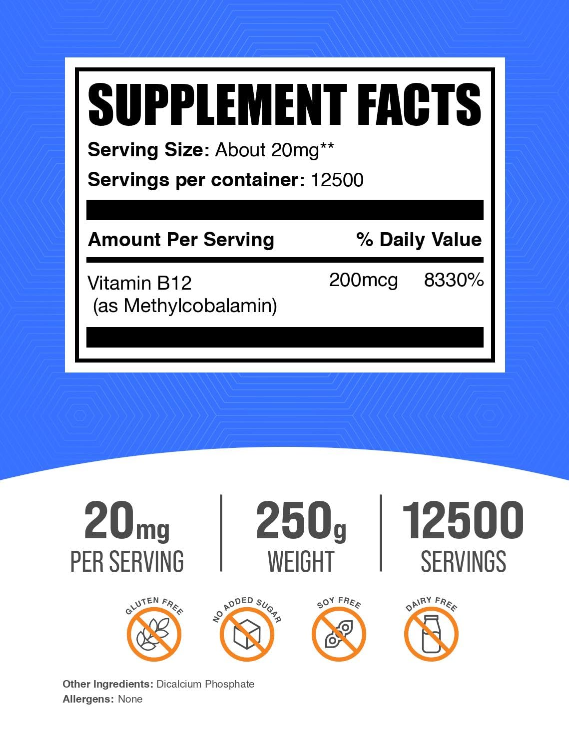 BulkSupplements B12 methylcobalamin powder scoop for easy daily dosing