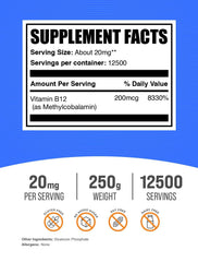 BulkSupplements B12 methylcobalamin powder scoop for easy daily dosing