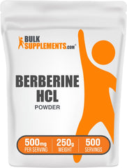 BulkSupplements Berberine HCl Powder bottle, gluten-free daily supplement.