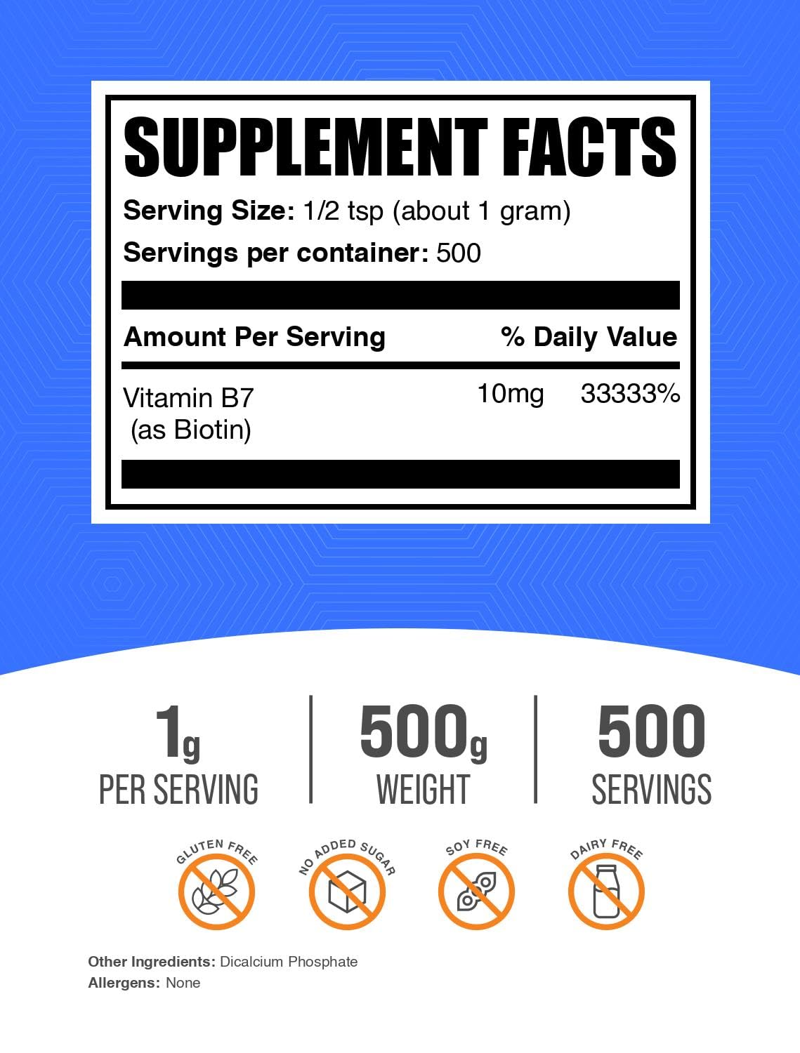 BulkSupplements Biotin powder with scoop for easy daily dosage.