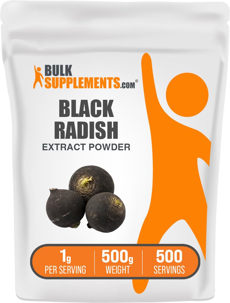 BulkSupplements Black Radish Extract Powder jar closeup showing purity