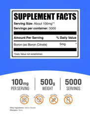 BulkSupplements Boron Citrate powder scoop enables easy dosing into smoothies.