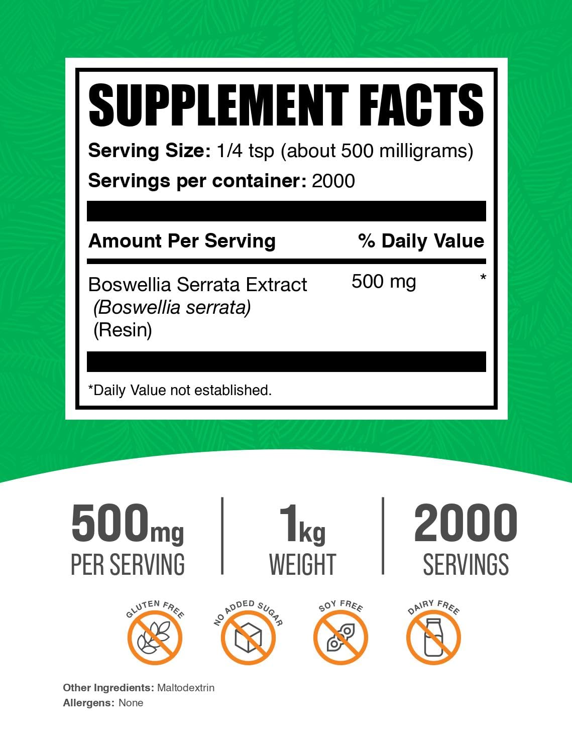 BulkSupplements Boswellia Serrata Extract Powder with scoop demonstrates convenient daily serving