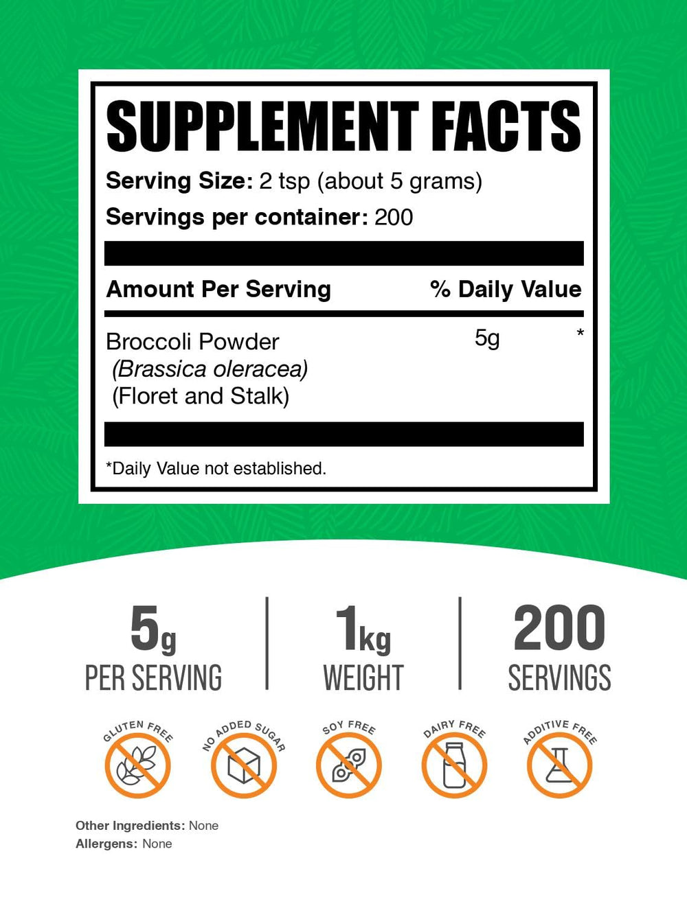BulkSupplements broccoli powder scoop highlighting convenient serving for daily nutrition