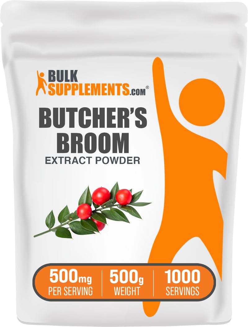 BulkSupplements Butcher's Broom extract powder bottle for daily wellness routine.