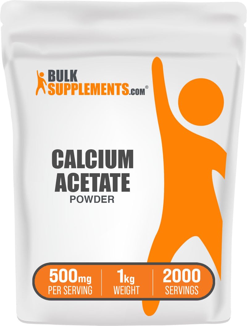 BulkSupplements Calcium Acetate powder packaging ready for daily supplementation and easy handling.