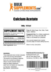 BulkSupplements Calcium Acetate powder packaging offers compact storage.