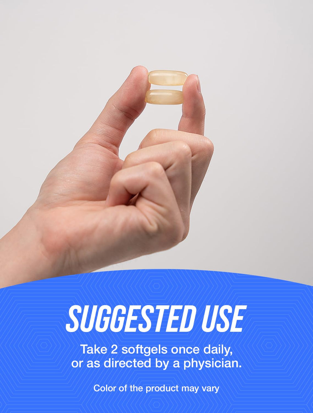 BulkSupplements Calcium Carbonate & Vitamin D3 softgels two-softgels serving illustrates easy-to-swallow format.