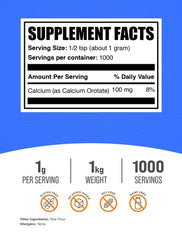 Calcium Orotate powder with scoop ready to measure daily dose.