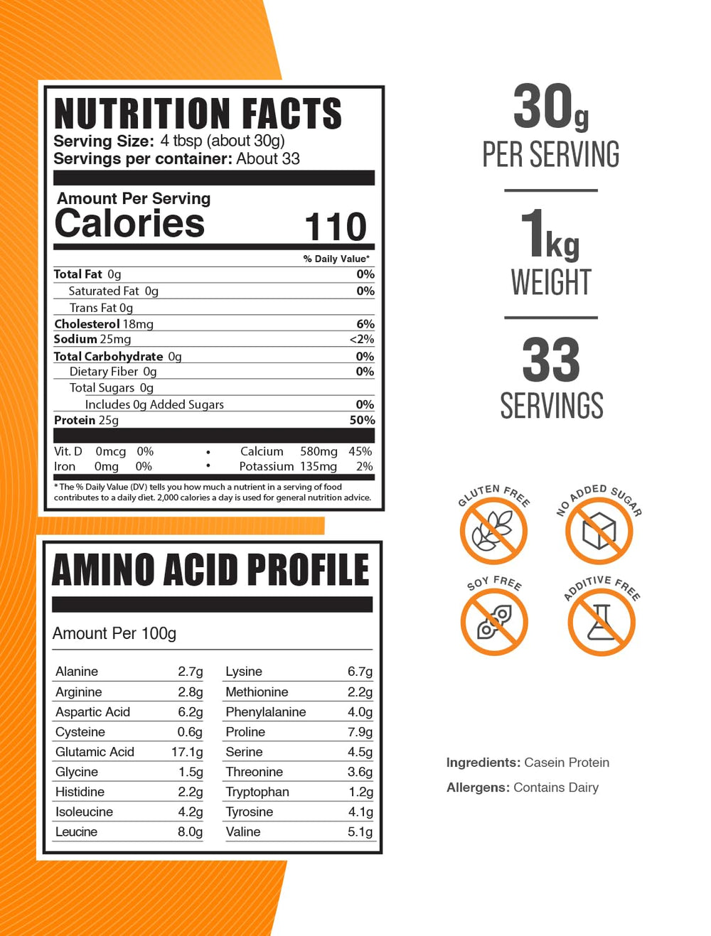 BulkSupplements casein powder bottle with scoop for post-workout nutrition