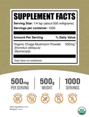BulkSupplements Chaga powder scoop image showing easy addition to smoothies.