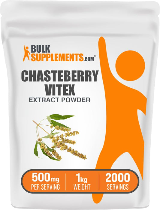 BulkSupplements chasteberry extract powder jar for easy daily wellness routine.