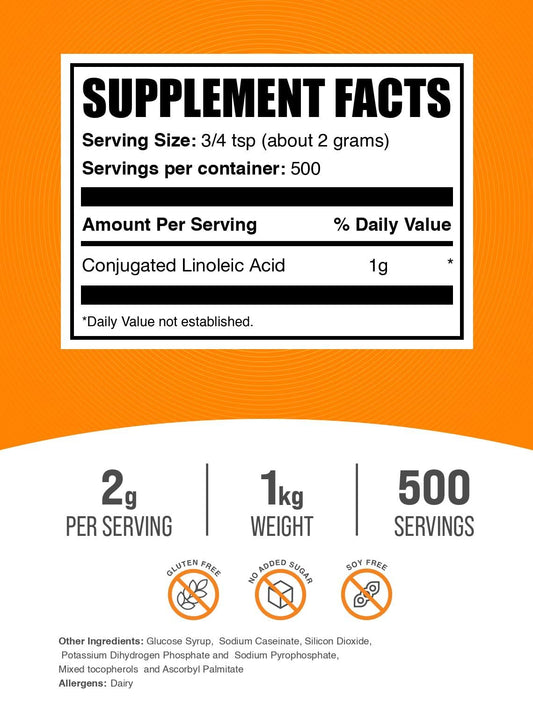 Scoop of BulkSupplements CLA powder for precise daily dosing