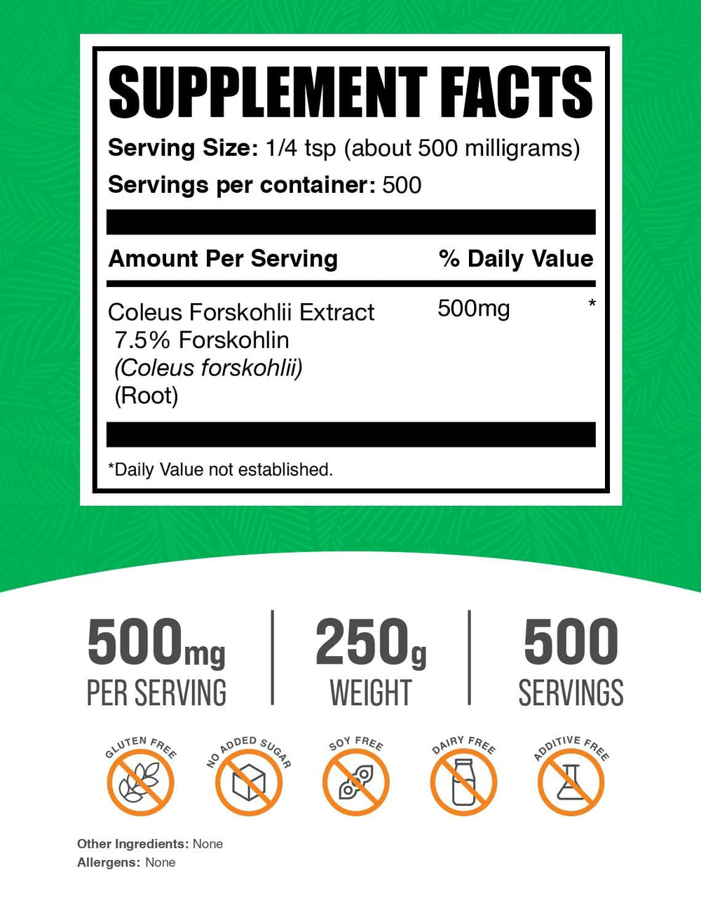 BulkSupplements Forskolin extract powder scoop with precise serving measurement