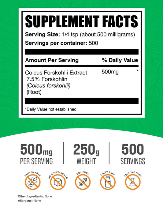 BulkSupplements Forskolin extract powder scoop with precise serving measurement