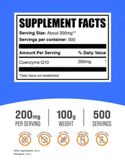 BulkSupplements CoQ10 powder dispensing scene ideal for easy mixing into beverages.