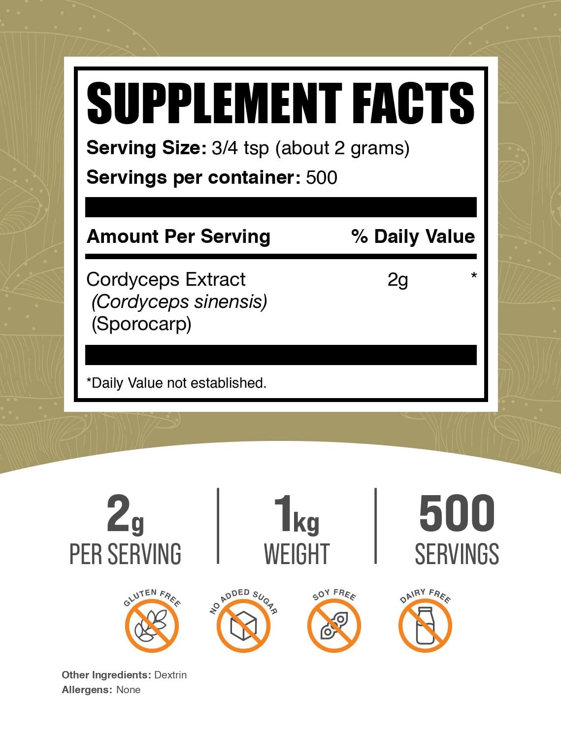 Bulksupplements Cordyceps powder scoop ready for smooth blends daily.