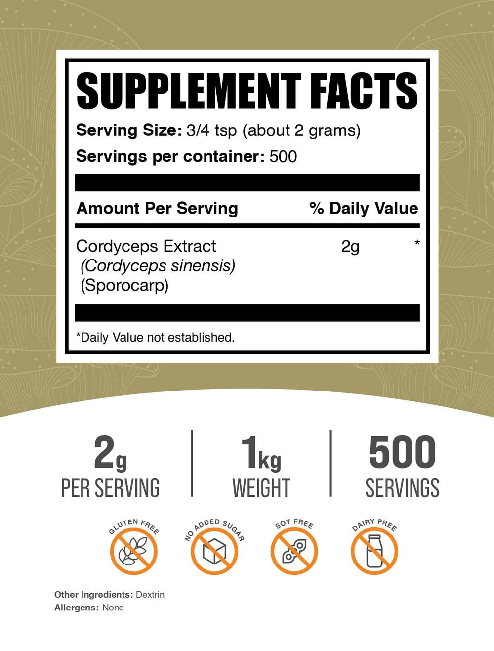 Bulksupplements Cordyceps powder scoop ready for smooth blends daily.