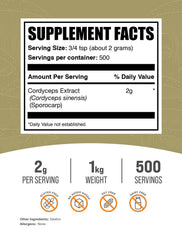 Bulksupplements Cordyceps powder scoop ready for smooth blends daily.