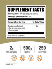 Cordyceps powder pouring into a glass for easy use.