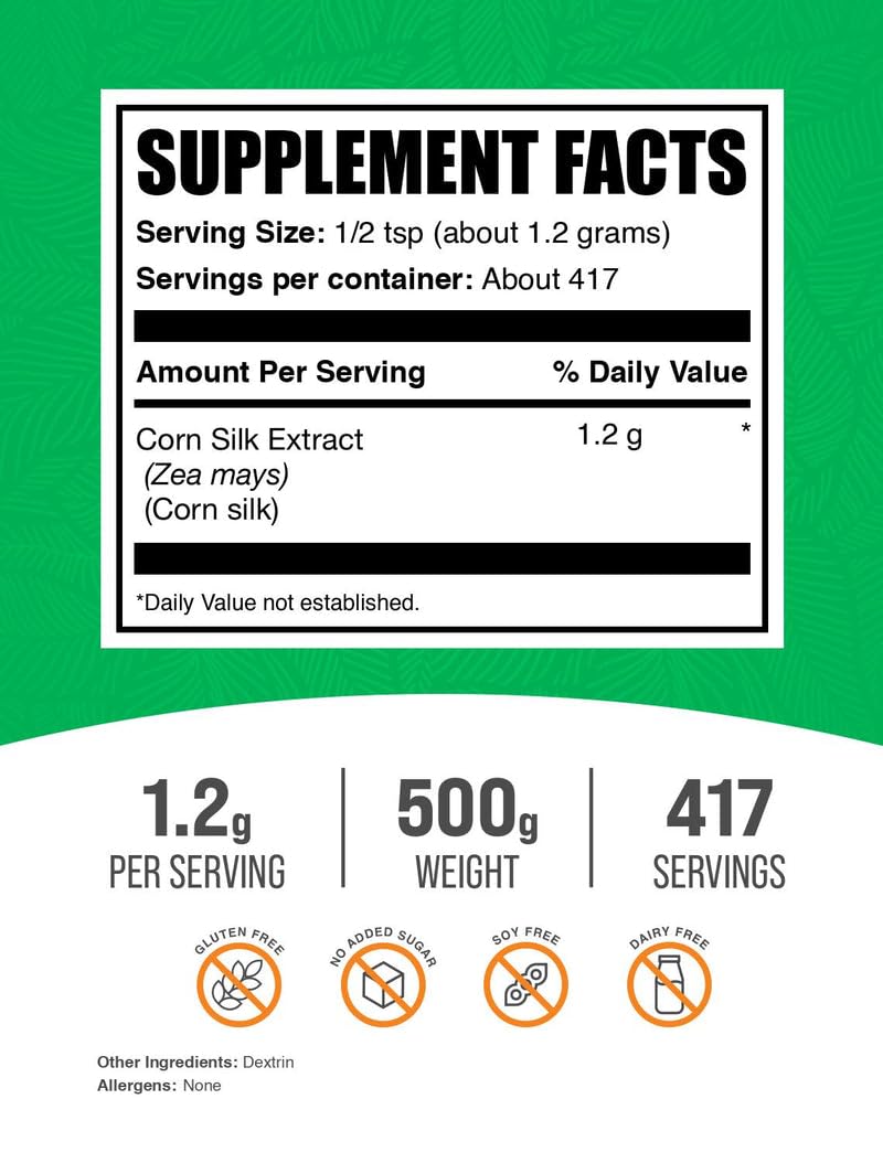 BulkSupplements corn silk extract powder scoop showing convenient serving