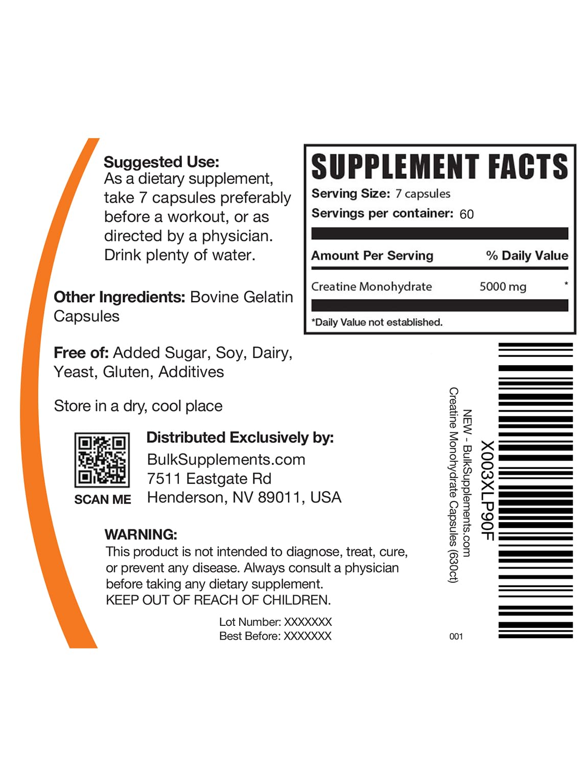 BulkSupplements Creatine Monohydrate capsules stacked for endurance-focused routines.