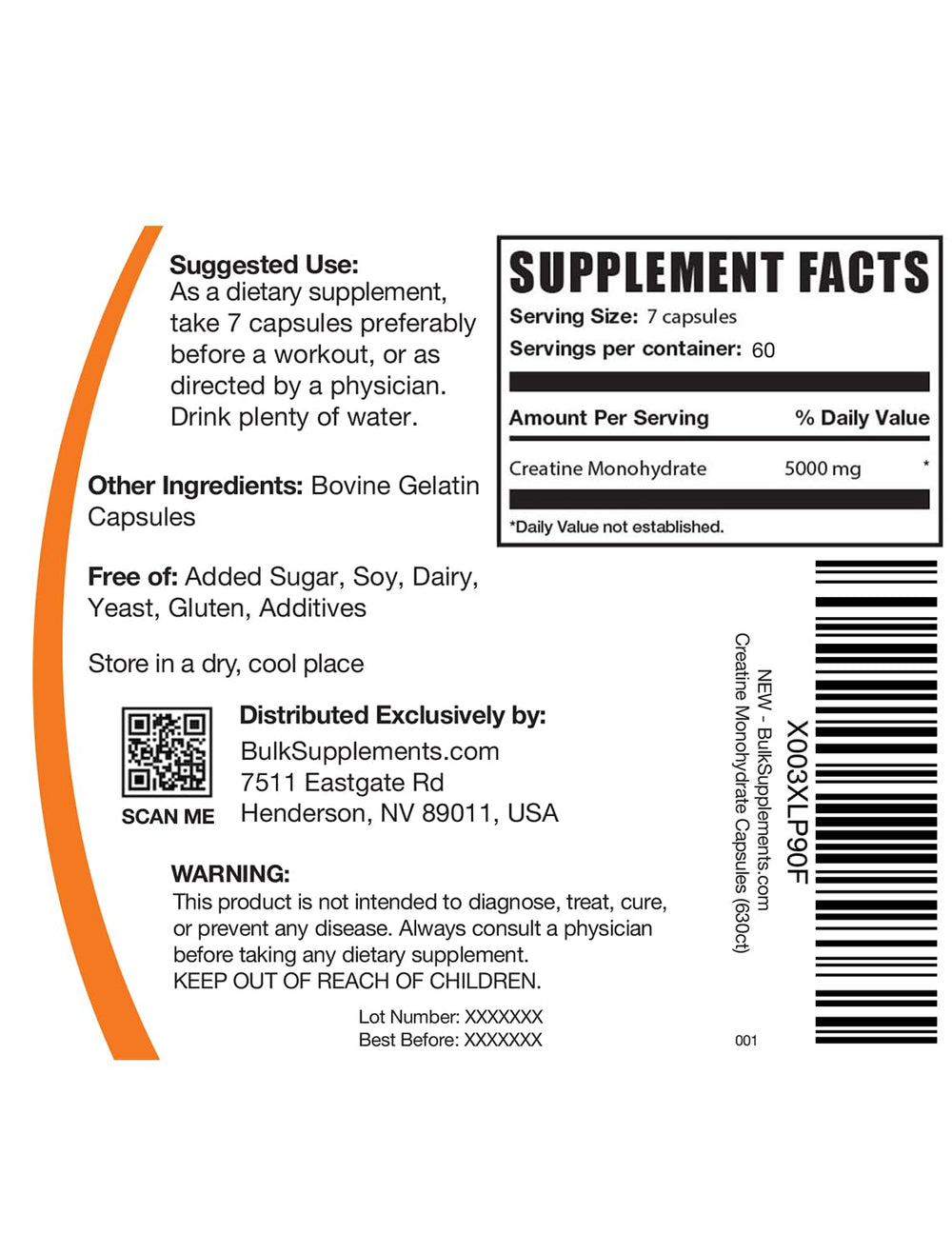 BulkSupplements Creatine Monohydrate capsules stacked for endurance-focused routines.