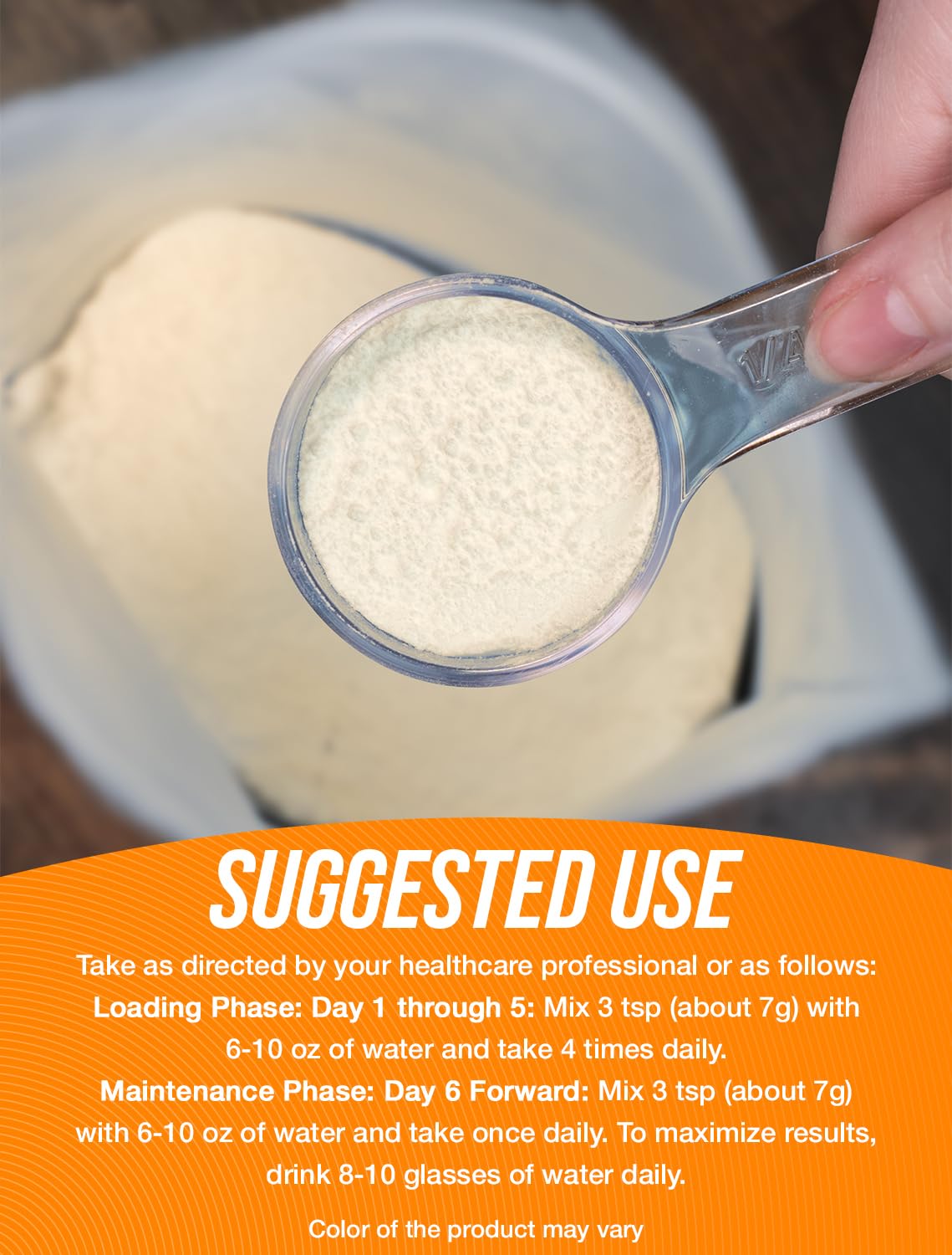 BulkSupplements Creatine Monohydrate powder being added to shaker bottle.