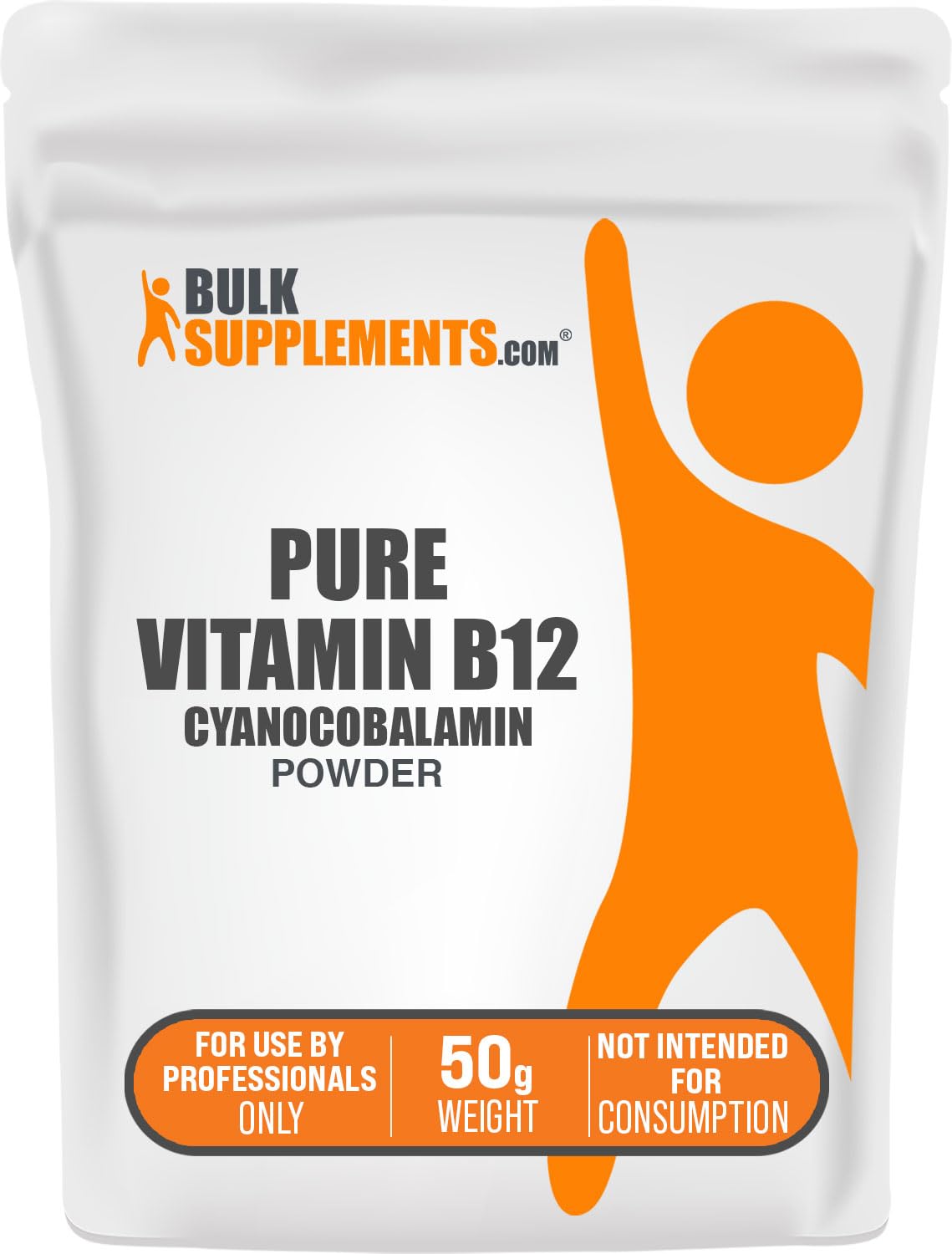 BulkSupplements cyanocobalamin powder bottle shows purity for everyday wellness.