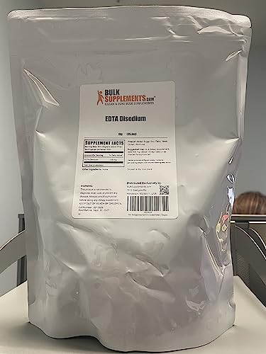 BulkSupplements Disodium EDTA powder in glass jar with label for accurate dosing.