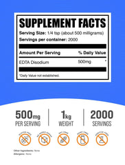 BulkSupplements Disodium EDTA powder added to a dish demonstrates potential use in formulations.