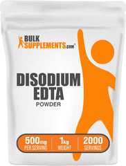 BulkSupplements Disodium EDTA powder in 1kg packaging for culinary-grade use and easy measuring.