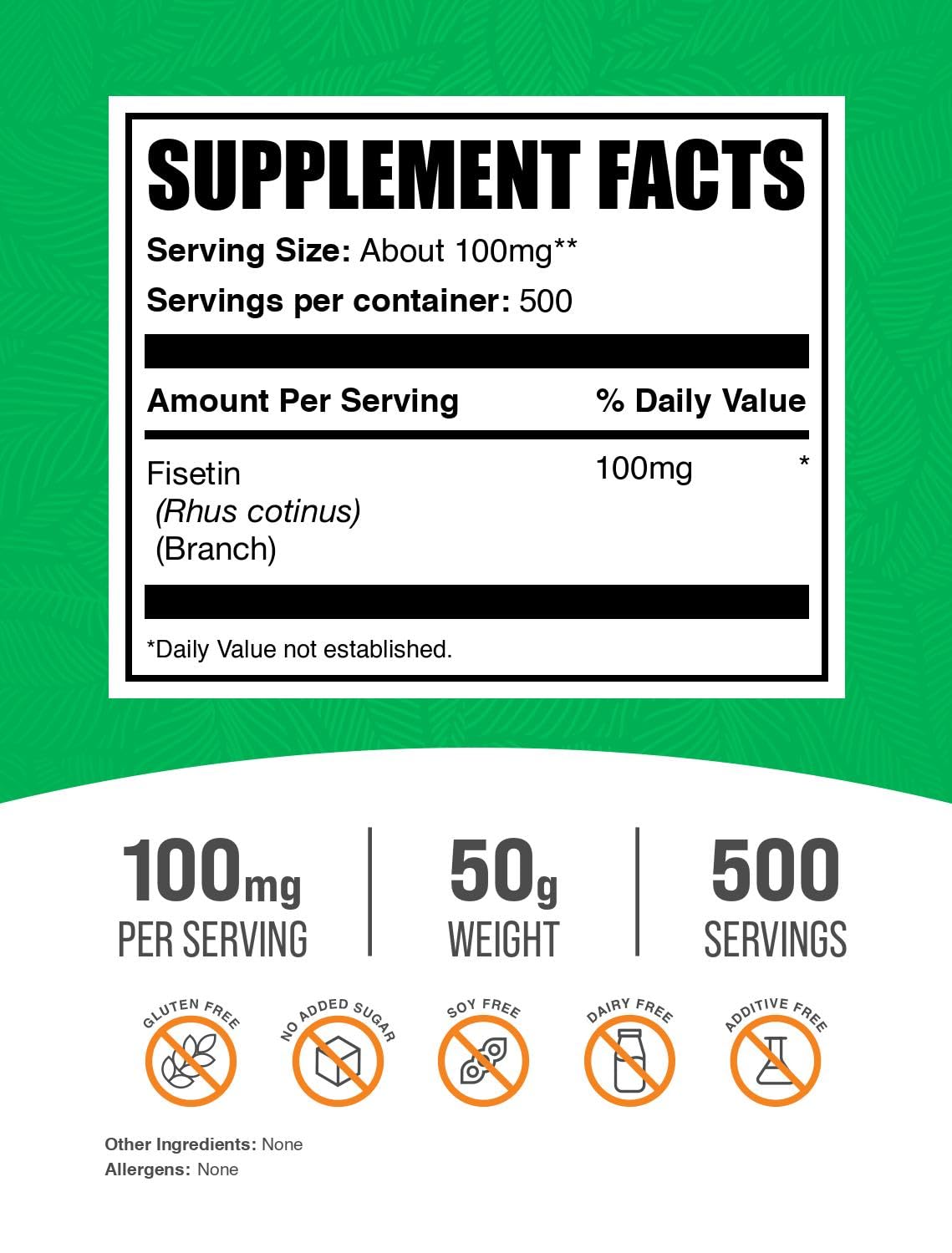 BulkSupplements Fisetin powder scoop for precise, mess-free dosing.