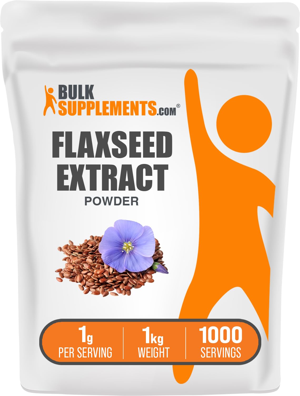 BulkSupplements Flaxseed Extract Powder jar for premium packaging and easy daily use.