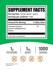 BulkSupplements Flaxseed Extract Powder scoop for simple portioning in vegan diets.