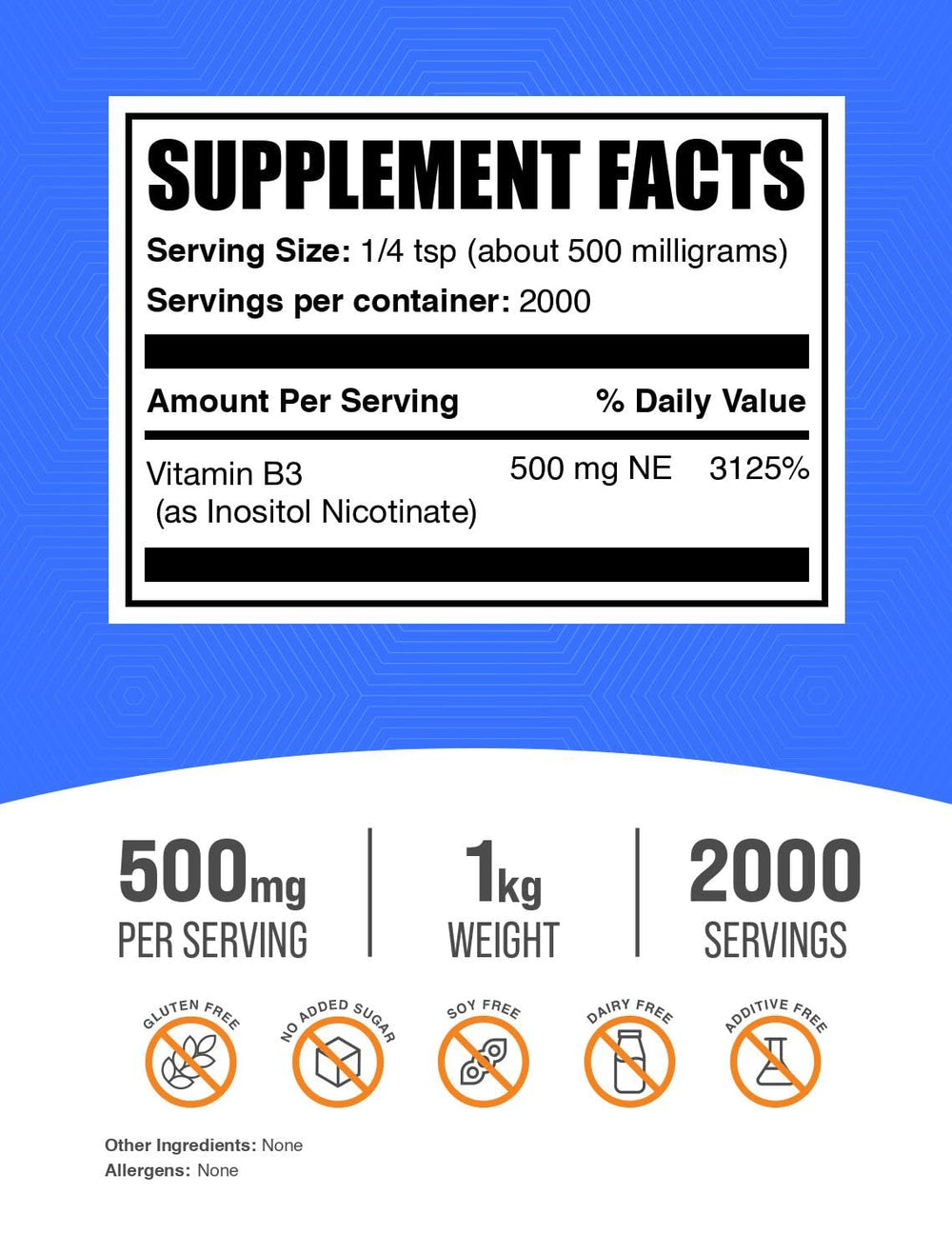 Bulksupplements flush-free niacin powder pour demonstrates smooth flow for quick mixing.