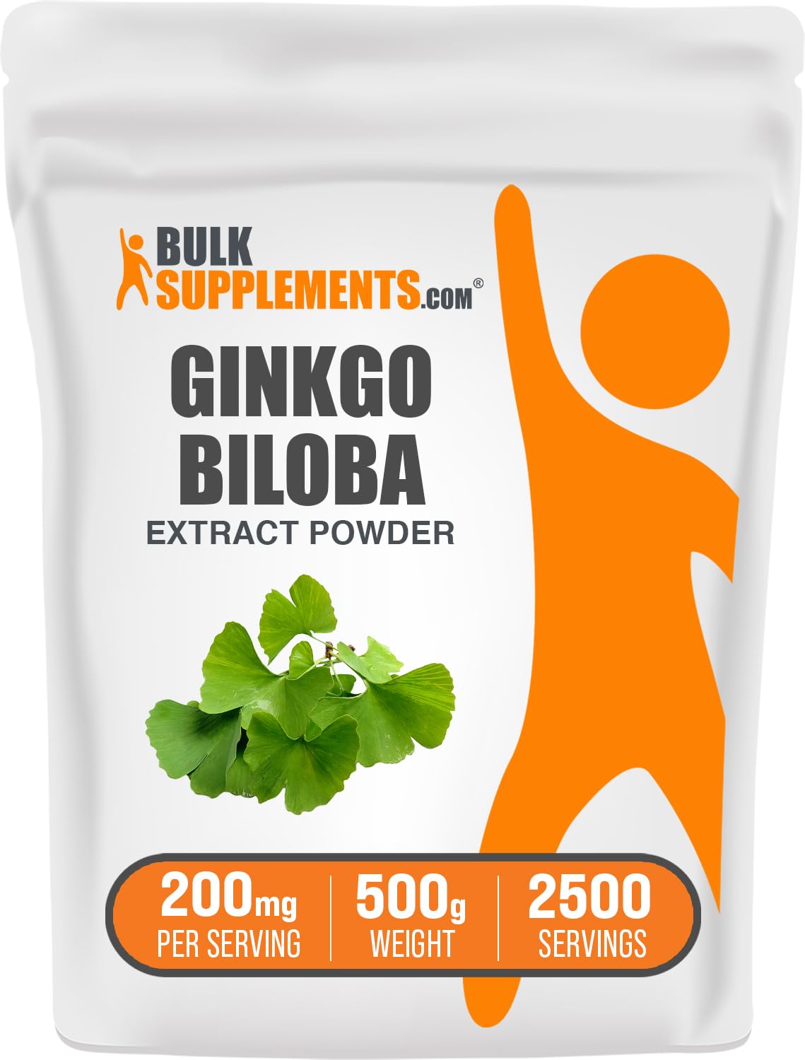 BulkSupplements ginkgo extract powder packaging, ready for daily use.