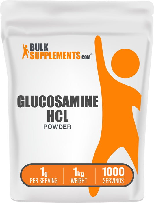 BulkSupplements Glucosamine HCl powder jar supports daily activity.
