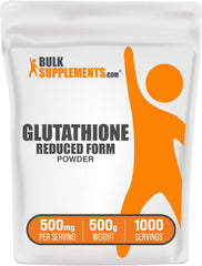 BulkSupplements Glutathione Reduced Powder in a jar, smooth powder ideal for blending into drinks