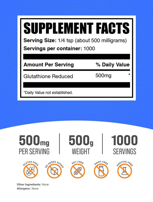 BulkSupplements Glutathione Reduced Powder packaging ready for daily use