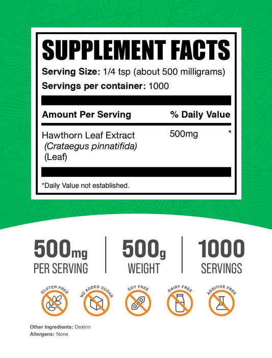 Hawthorn Leaf Extract powder with scoop ready for easy drink mix.