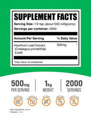 BulkSupplements Hawthorn Leaf Extract powder scoop shows convenient daily serving.