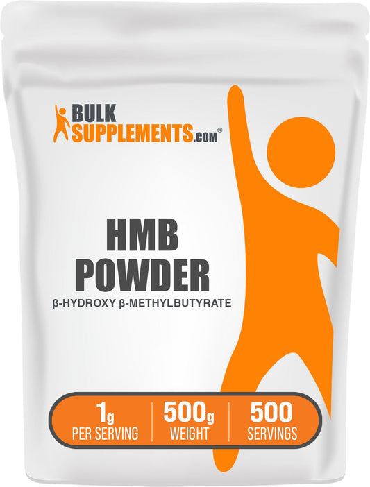 BulkSupplements HMB powder bottle with clear labeling for daily use.