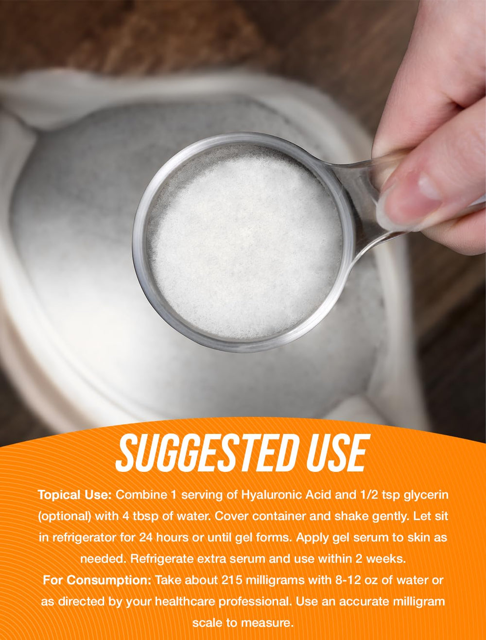 BulkSupplements Hyaluronic Acid Powder ingredients label shows transparency and quality.