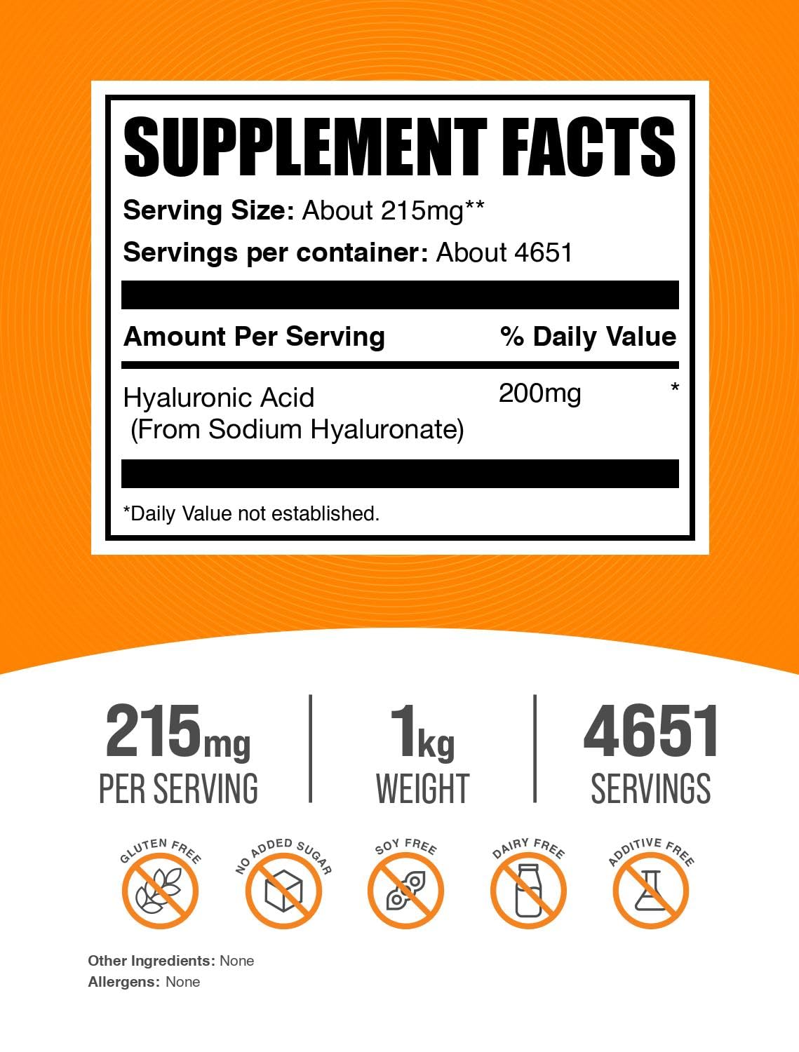BulkSupplements Hyaluronic Acid Powder scoop for precise dosing.