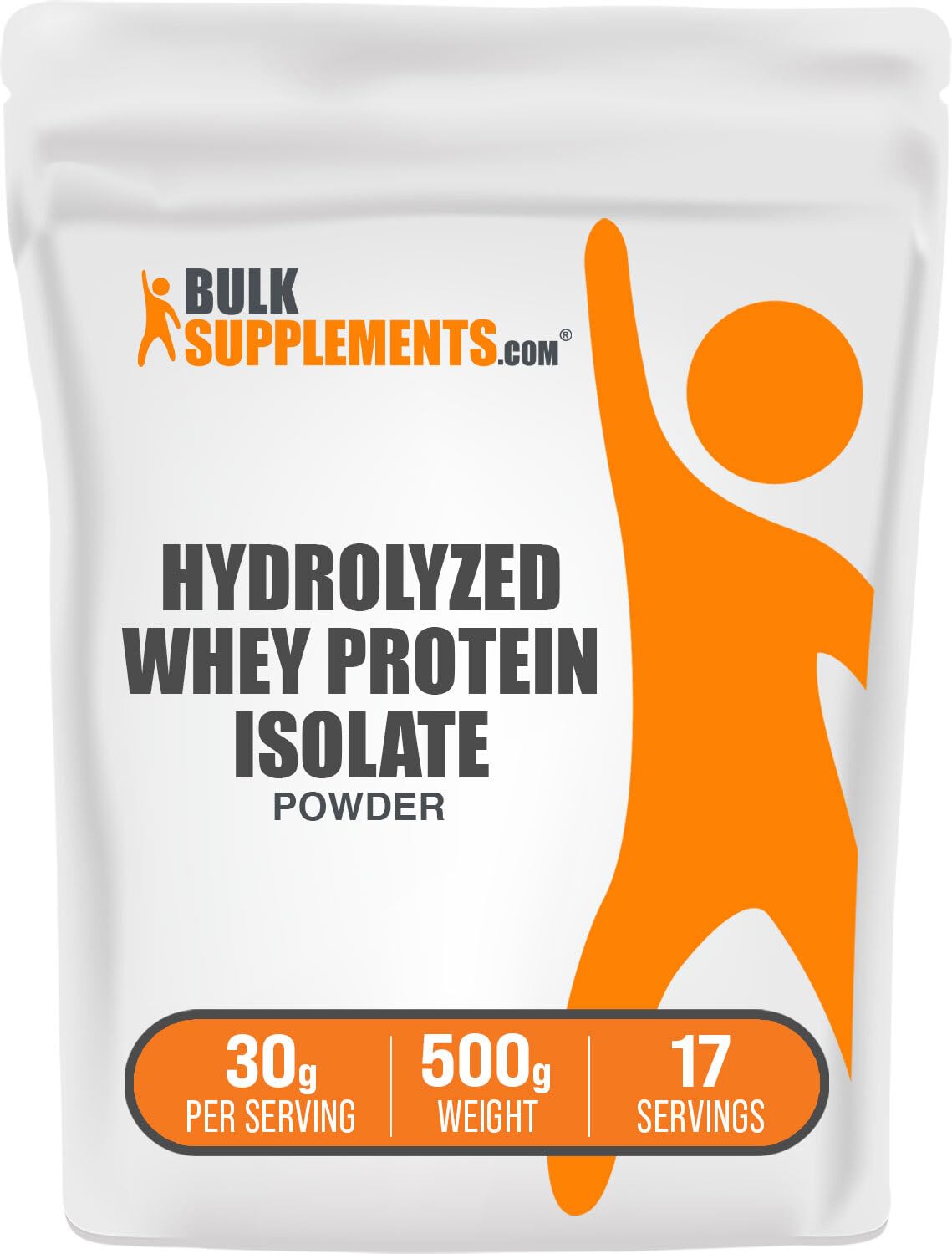 BulkSupplements hydrolyzed whey protein isolate bottle for post-workout shakes