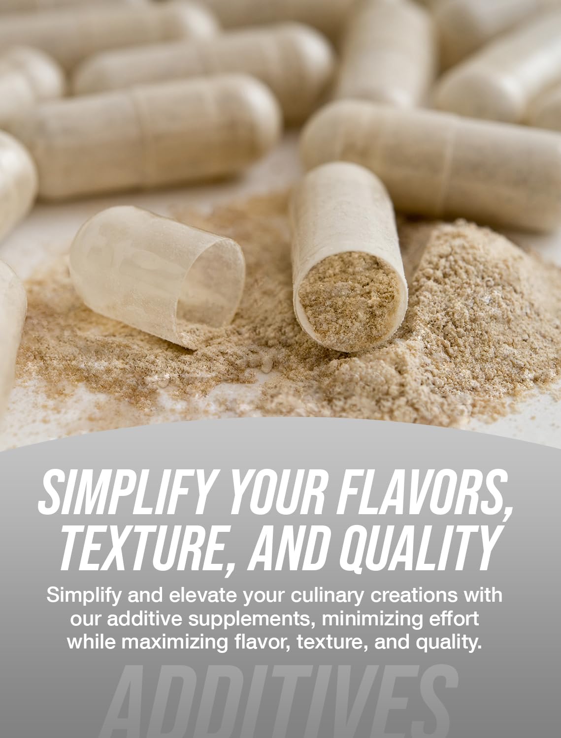 BulkSupplements hypromellose powder measuring spoon demonstrates precise dosing for blends.