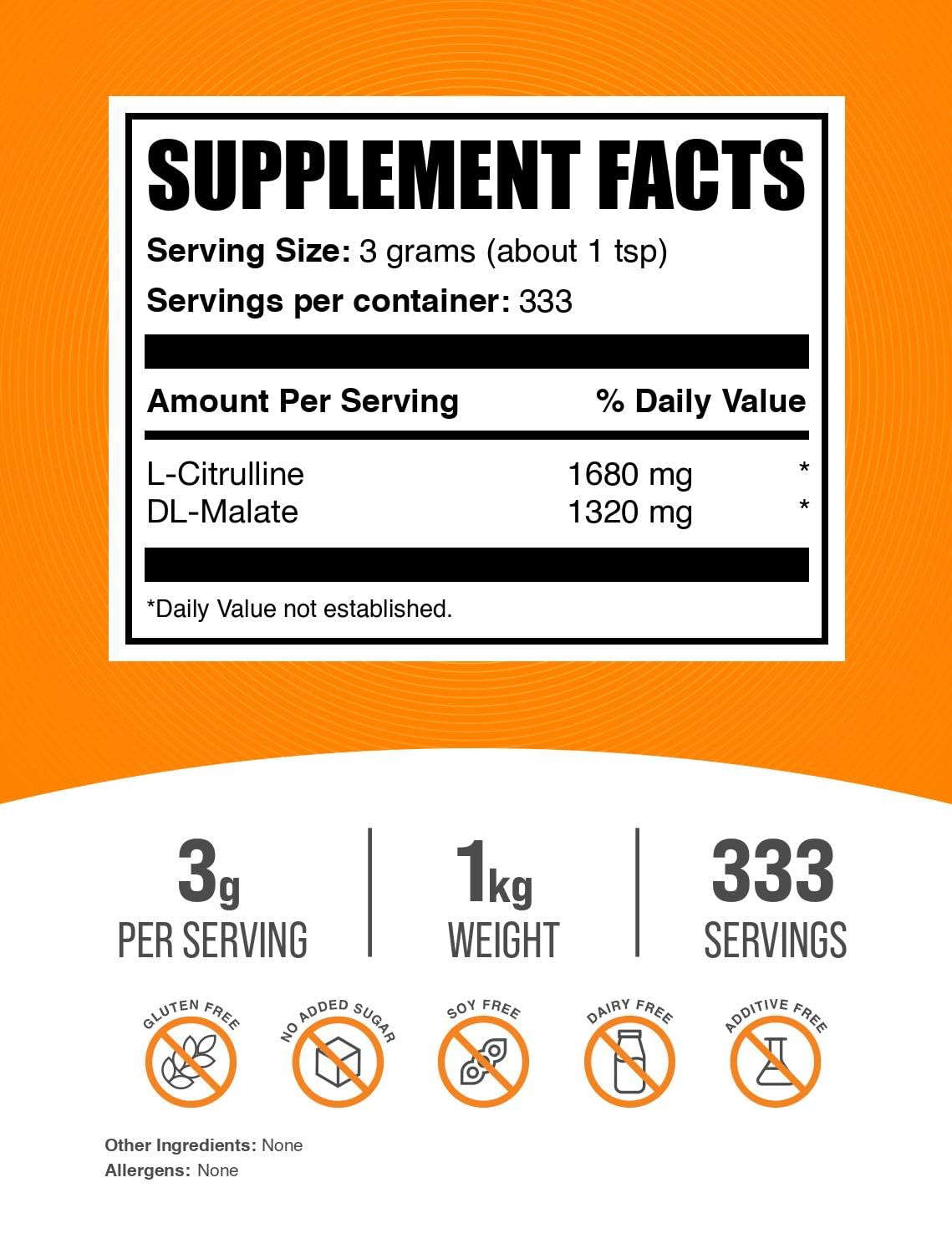 L-Citrulline Malate powder scoop showing precise 3 g portions for workouts.