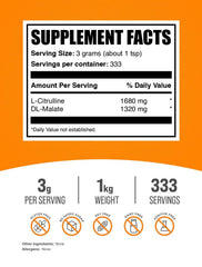 L-Citrulline Malate powder scoop showing precise 3 g portions for workouts.